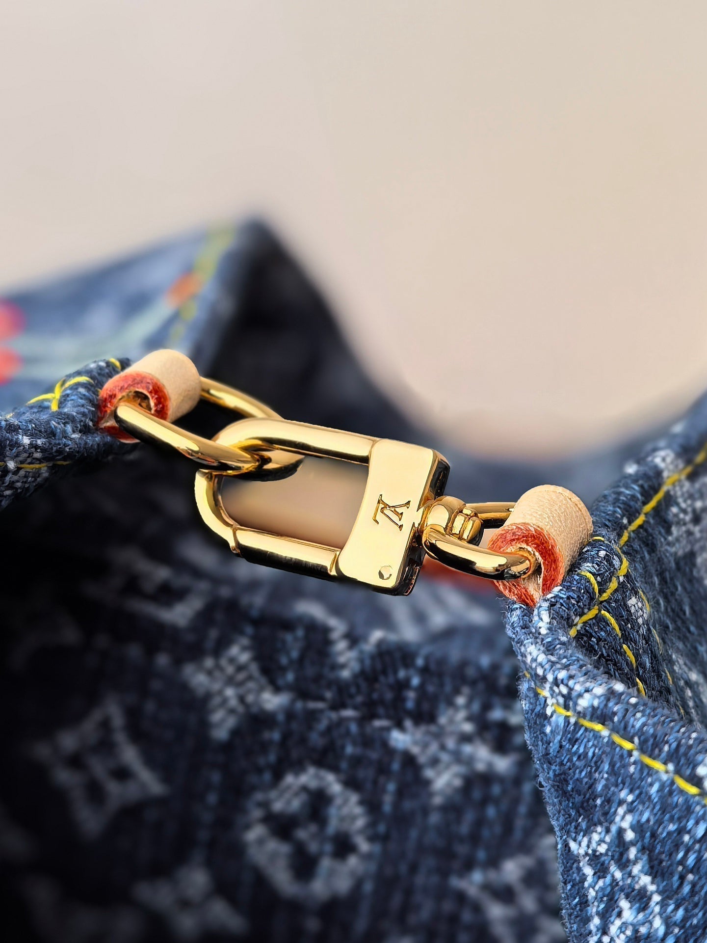 LOUIS VUITTON LV 25S VENICE BACKPACK 26 IN BLUE DENIM MONOGRAM CHERRY GOLD HARDWARE
