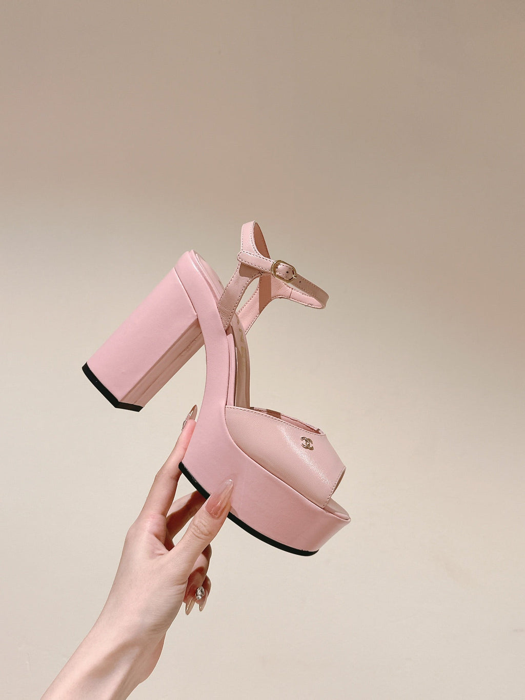 CHANEL HIGH SANDAL LIGHT PINK CALFSKIN