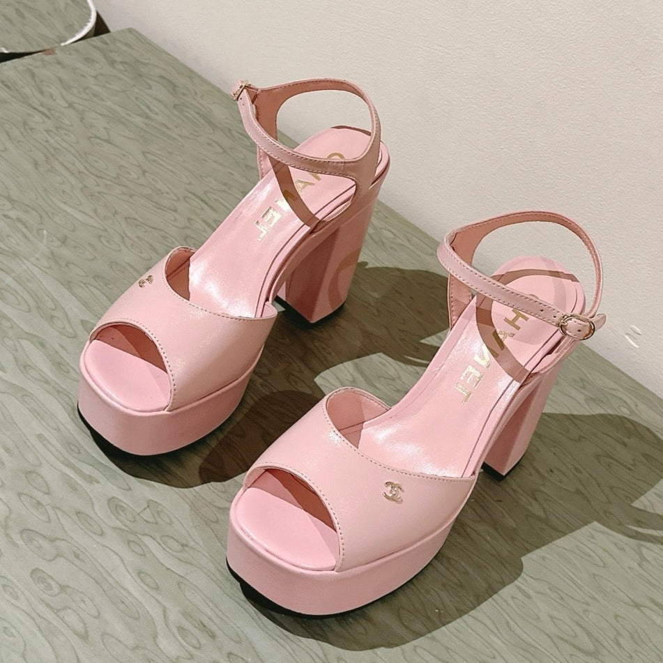 CHANEL HIGH SANDAL LIGHT PINK CALFSKIN