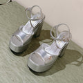 CHANEL HIGH SANDAL SILVER CALFSKIN