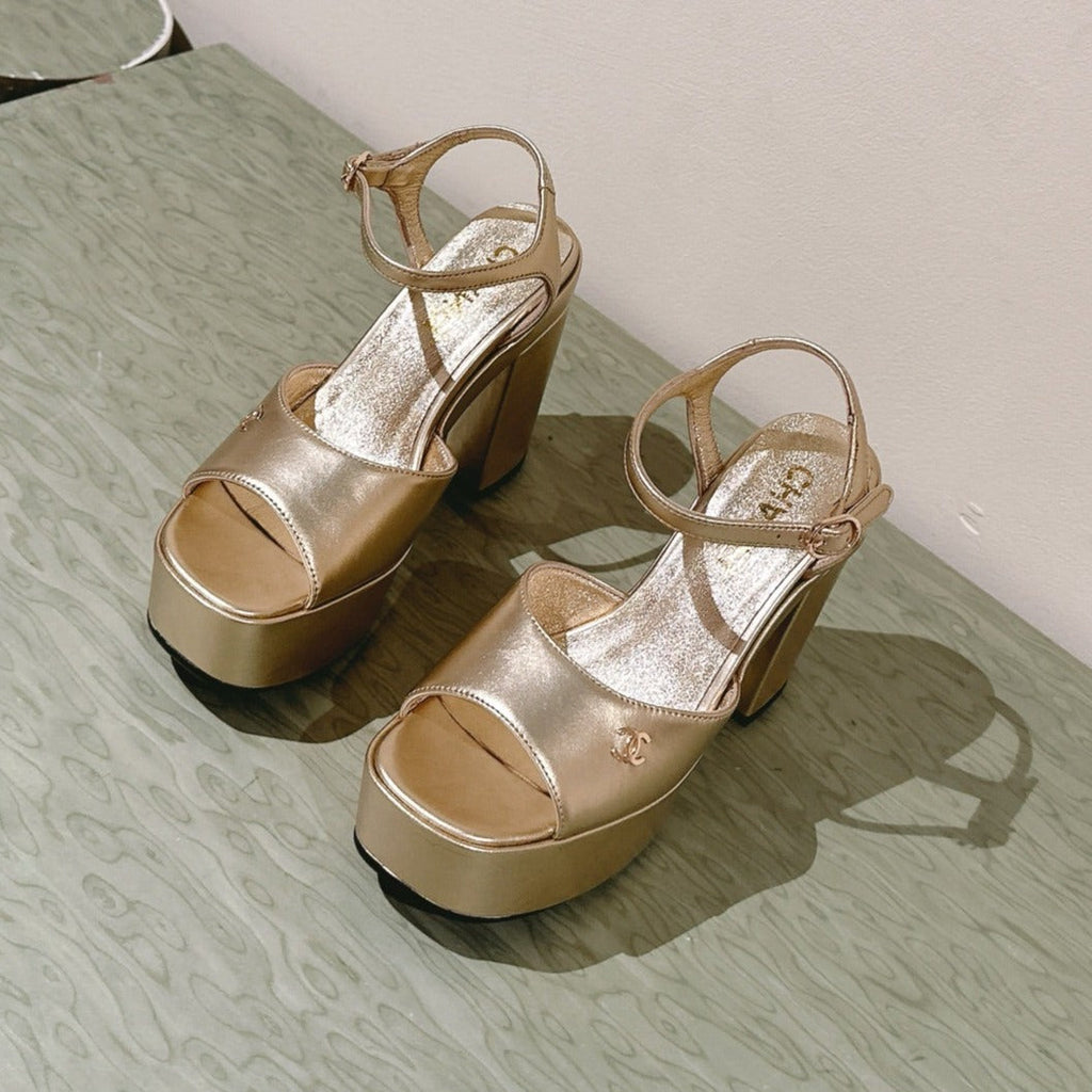 CHANEL HIGH SANDAL GOLDEN CALFSKIN