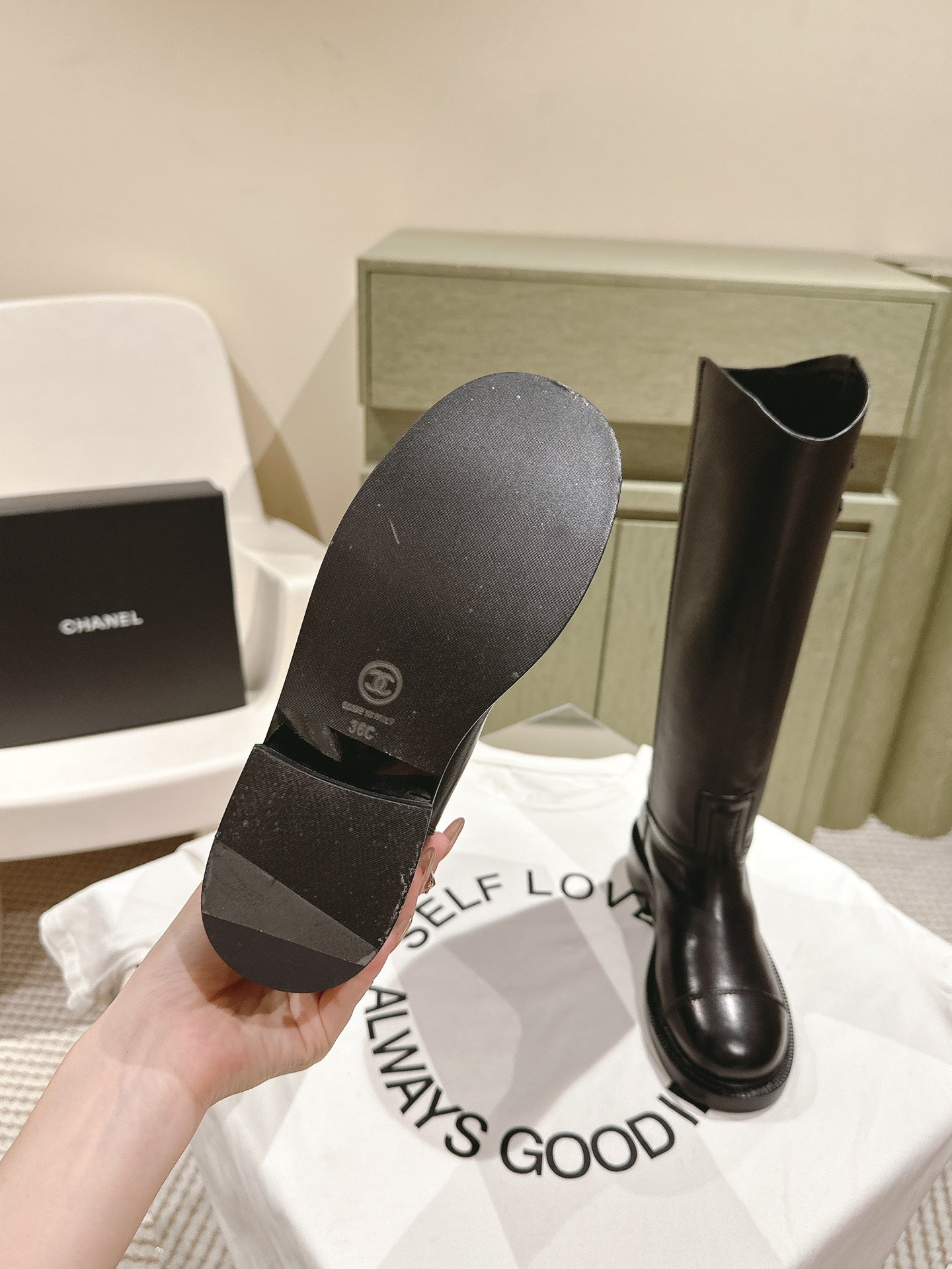 CHANEL HIGH BOOTS BLACK CALFSKIN