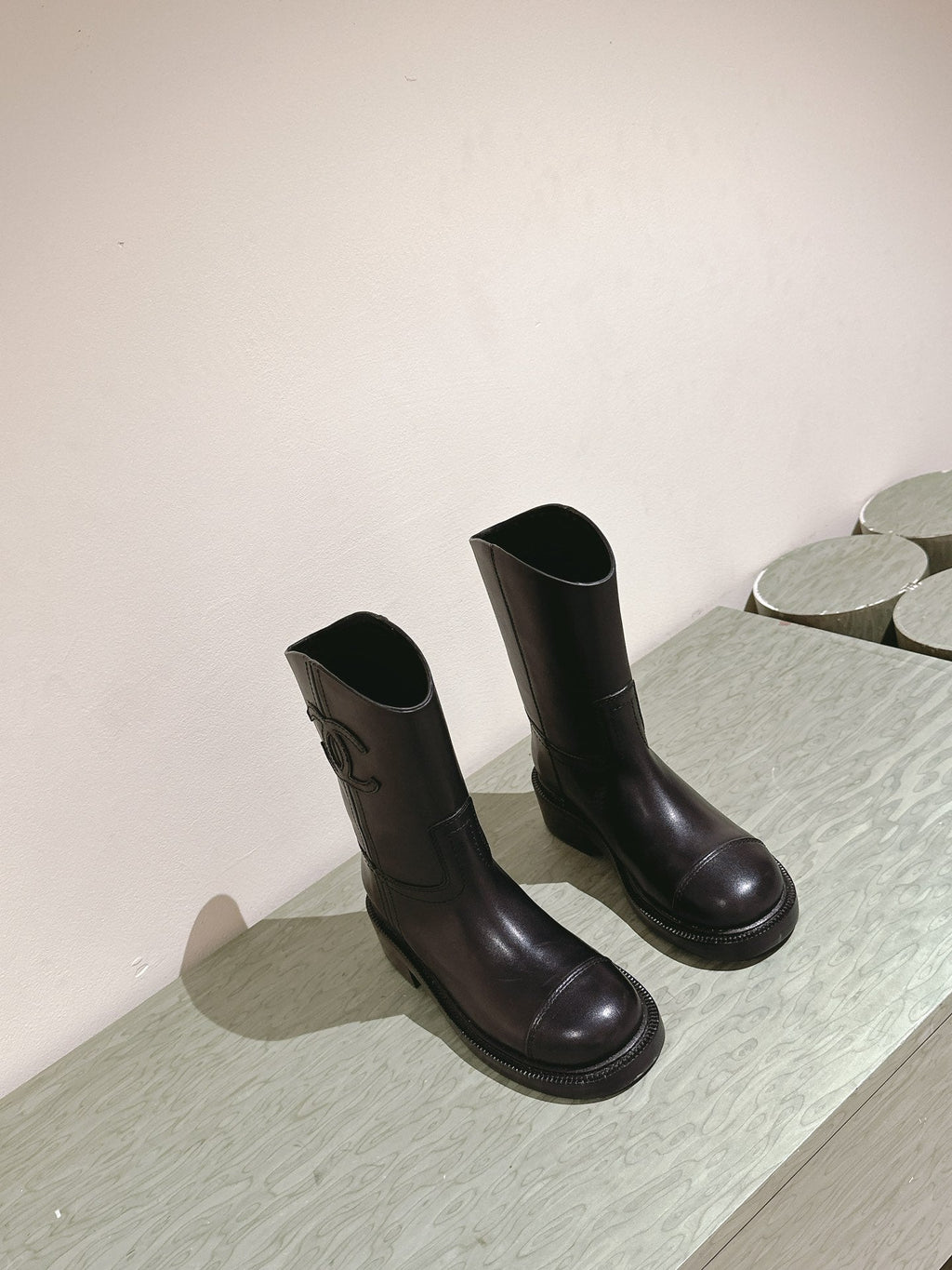 CHANEL SHORT BOOTS BROWN CALFSKIN