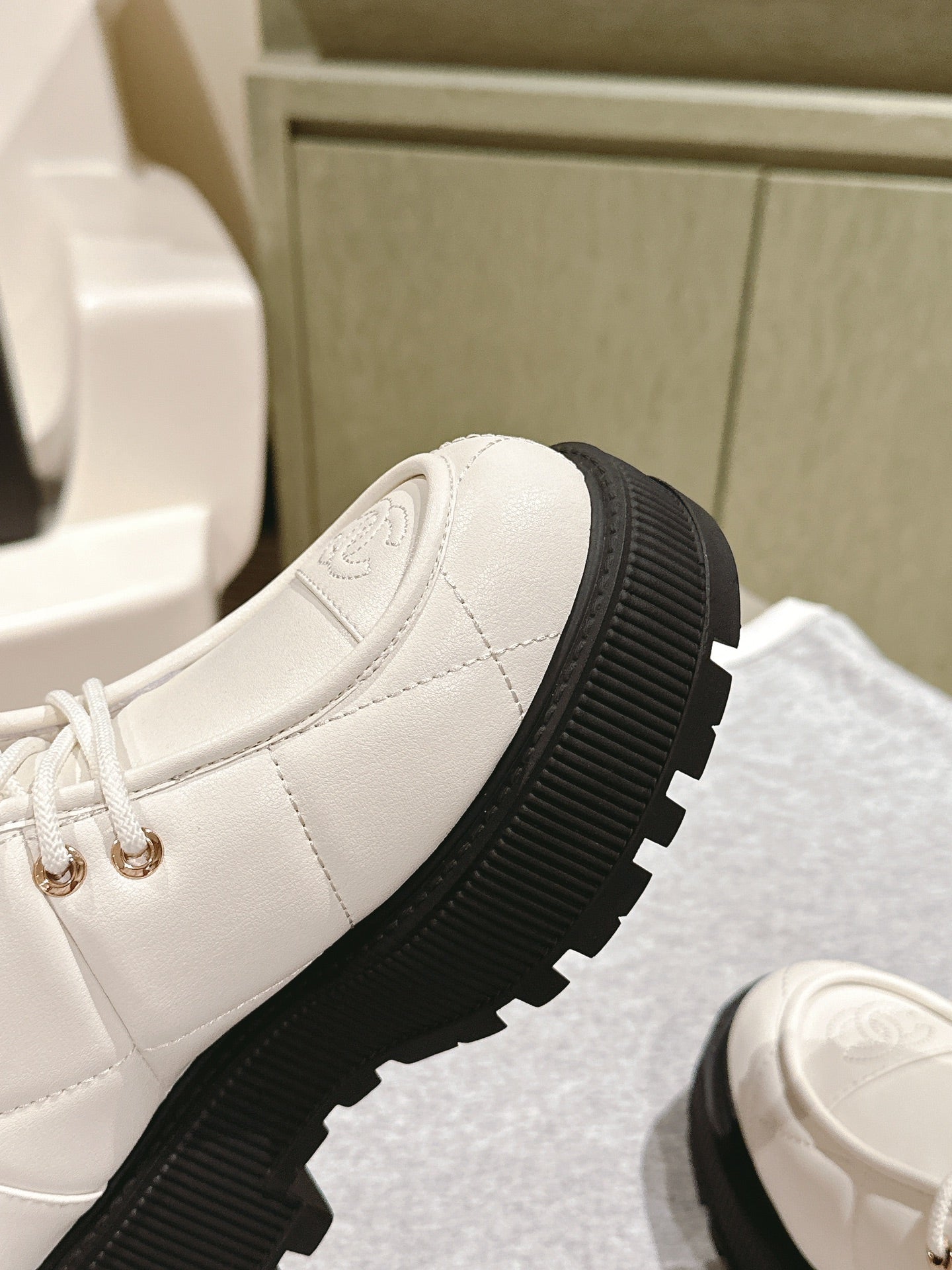 CHANEL MARTIN BOOTS IN WHITE EMBROIDERED CALFSKIN