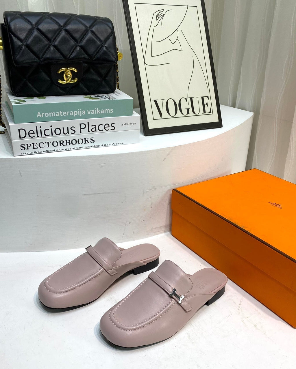 HERMES IENA MULE CREPE CALFSKIN