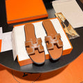 HERMES 0RAN SANDAL Calfskin Sandstone