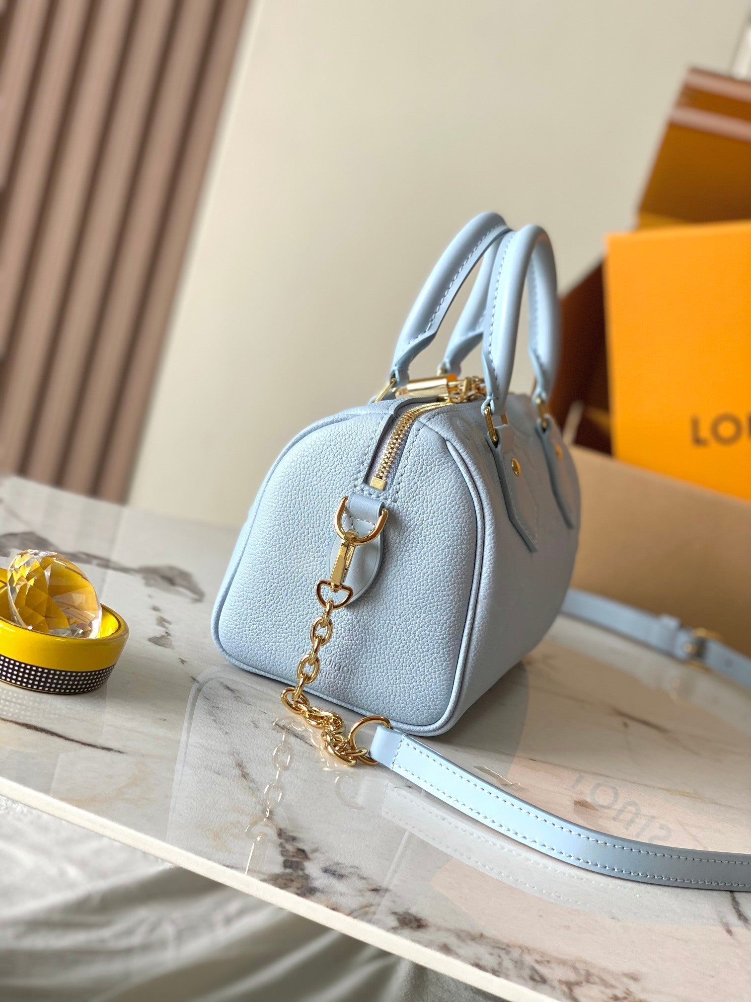 LOUIS VUITTON SPEEDY BANDOULIÈRE 20 IN BLUE HOUR MONOGRAM EMPREINTE LEATHER