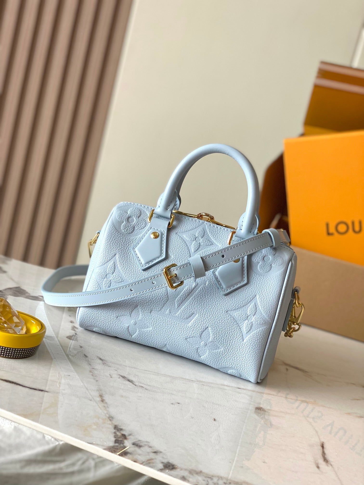 LOUIS VUITTON SPEEDY BANDOULIÈRE 20 IN BLUE HOUR MONOGRAM EMPREINTE LEATHER