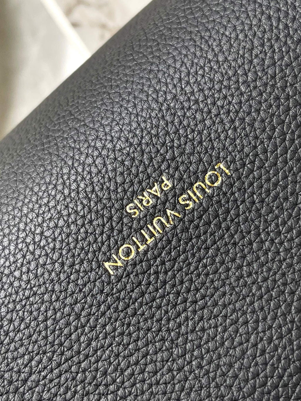 LOUIS VUITTON LOW KEY CABAS 47 IN BLACK GRAINED CALFSKIN GOLD BUCKLE