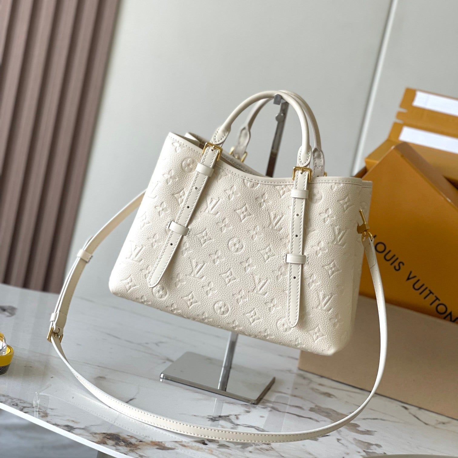 LOUIS VUITTON BABYLONE TOTE 31 IN WHITE MONOGRAM EMPREINTE LEATHER