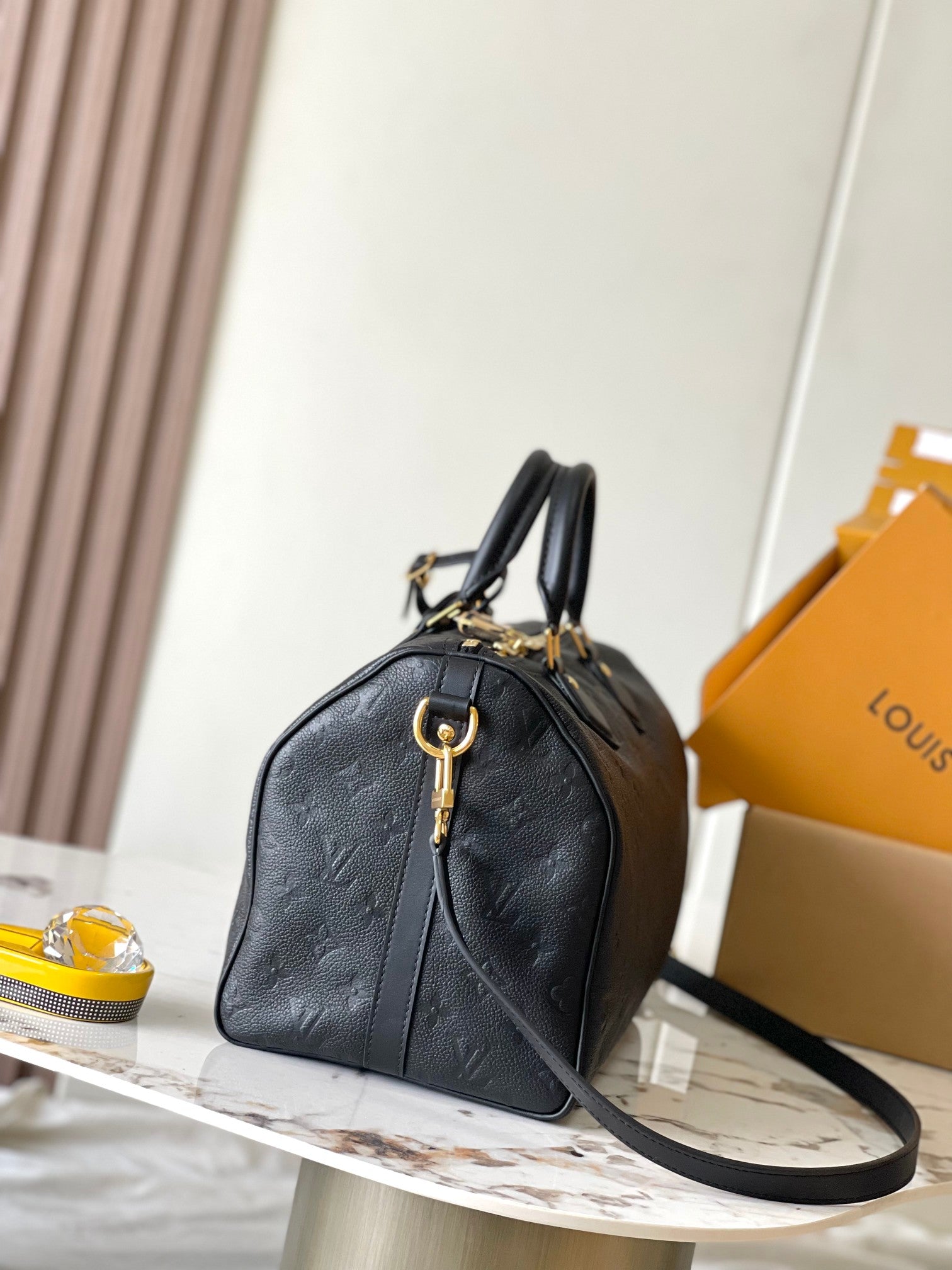 LOUIS VUITTON SPEEDY SOFT 30 IN BLACK MONOGRAM EMPREINTE LEATHER