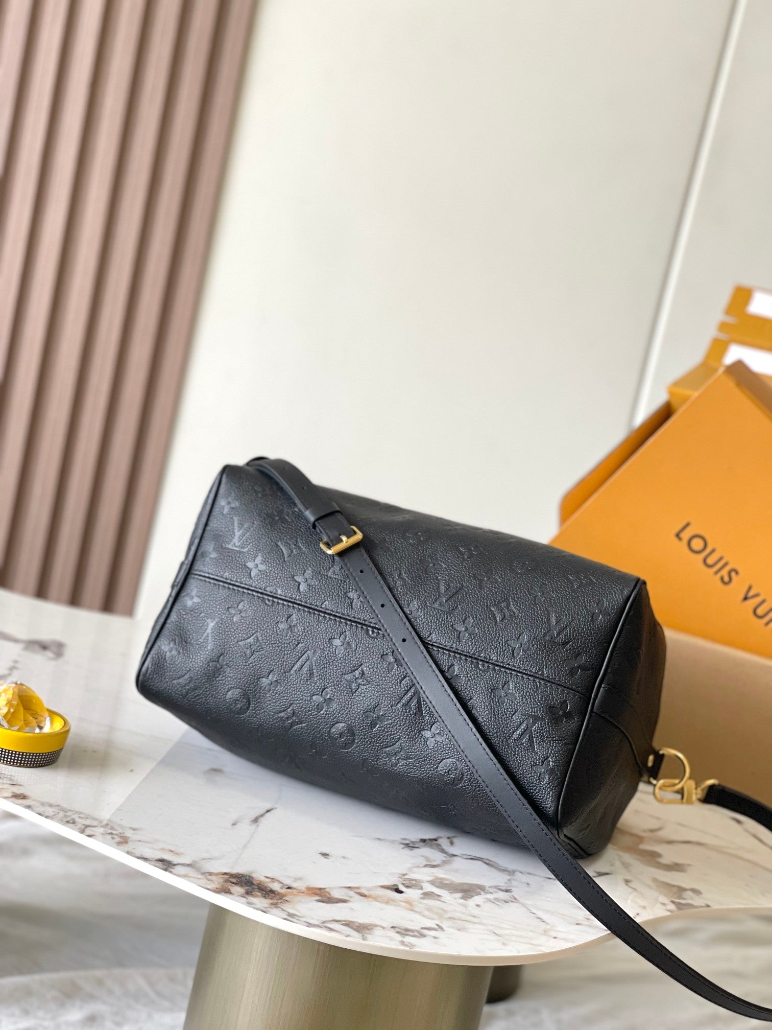 LOUIS VUITTON SPEEDY SOFT 30 IN BLACK MONOGRAM EMPREINTE LEATHER
