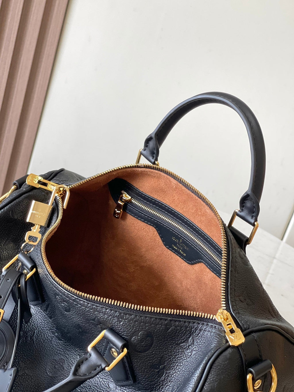 LOUIS VUITTON SPEEDY SOFT 30 IN BLACK MONOGRAM EMPREINTE LEATHER