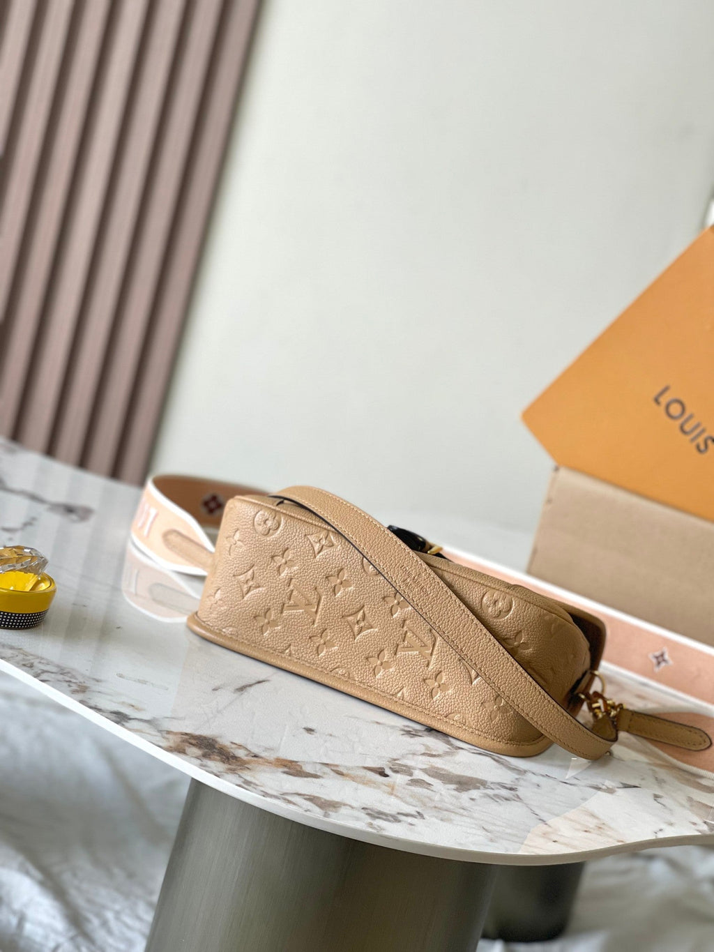 LOUIS VUITTON DIANE 23 IN WARM TAN BROWN EMBOSSED GRAINED CALFSKIN