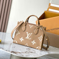 LOUIS VUITTON ONTHEGO PM 25 IN MILK TEA MONOGRAM IMPREINTE LEATHER