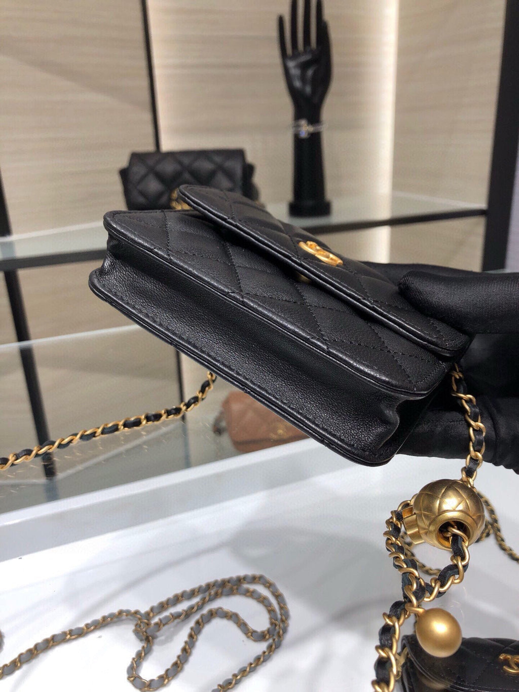 CHANEL MINI FLAP BAG 12 IN BLACK QUILTED LAMBSKIN GOLD HARDWARE