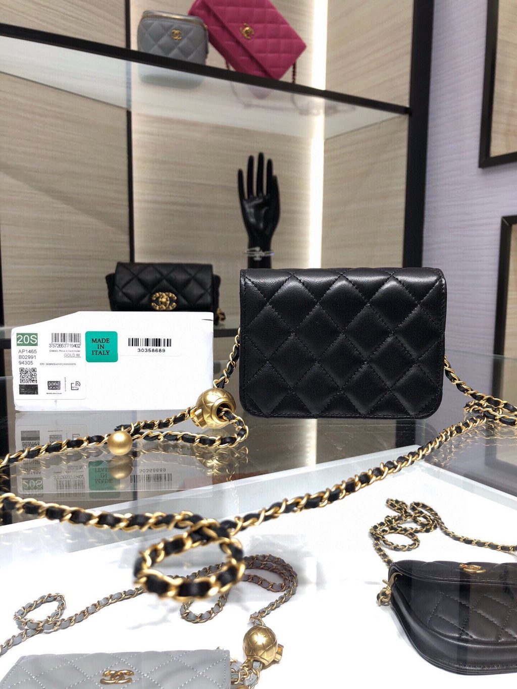 CHANEL MINI FLAP BAG 12 IN BLACK QUILTED LAMBSKIN GOLD HARDWARE
