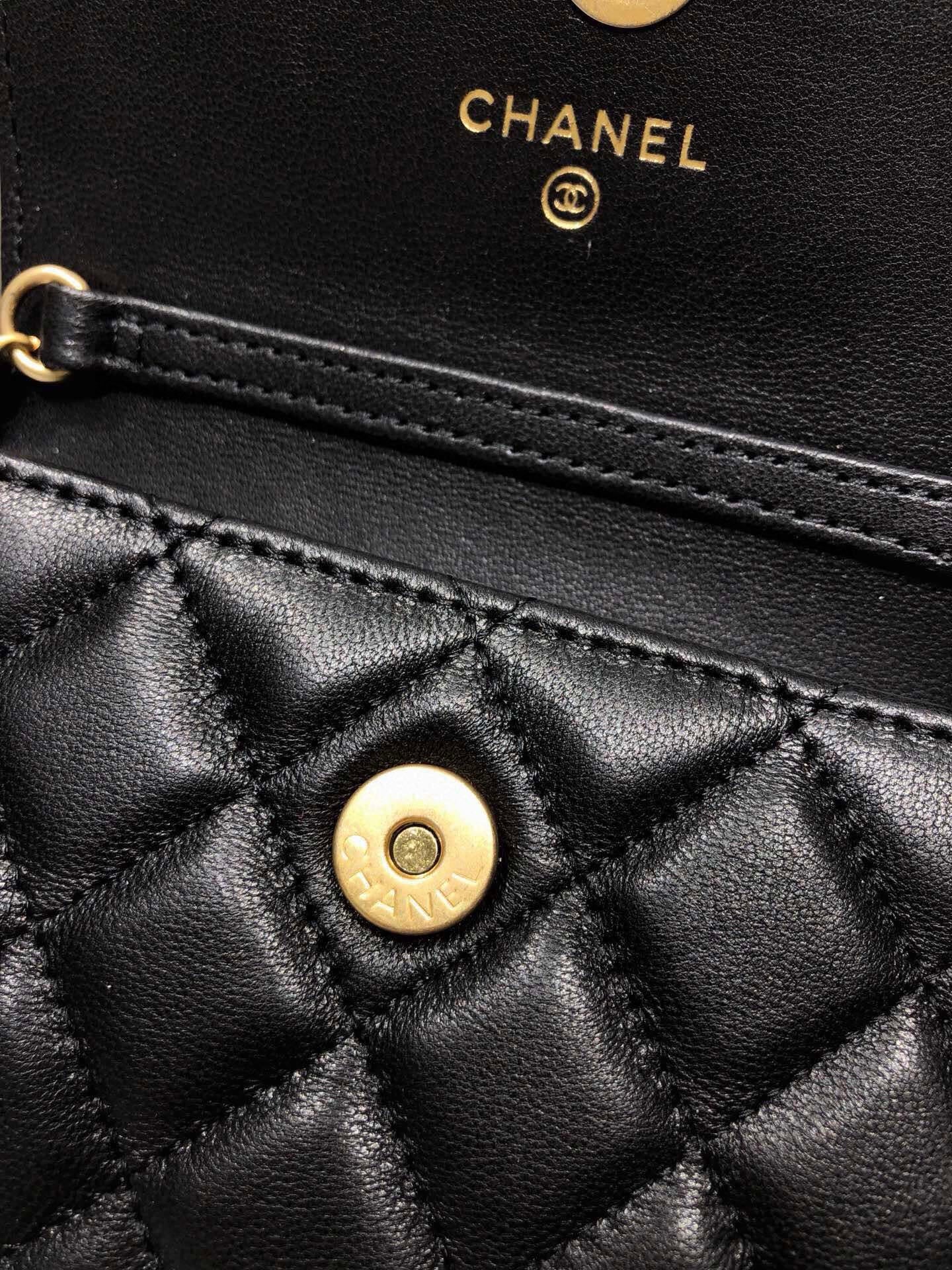 CHANEL MINI FLAP BAG 12 IN BLACK QUILTED LAMBSKIN GOLD HARDWARE