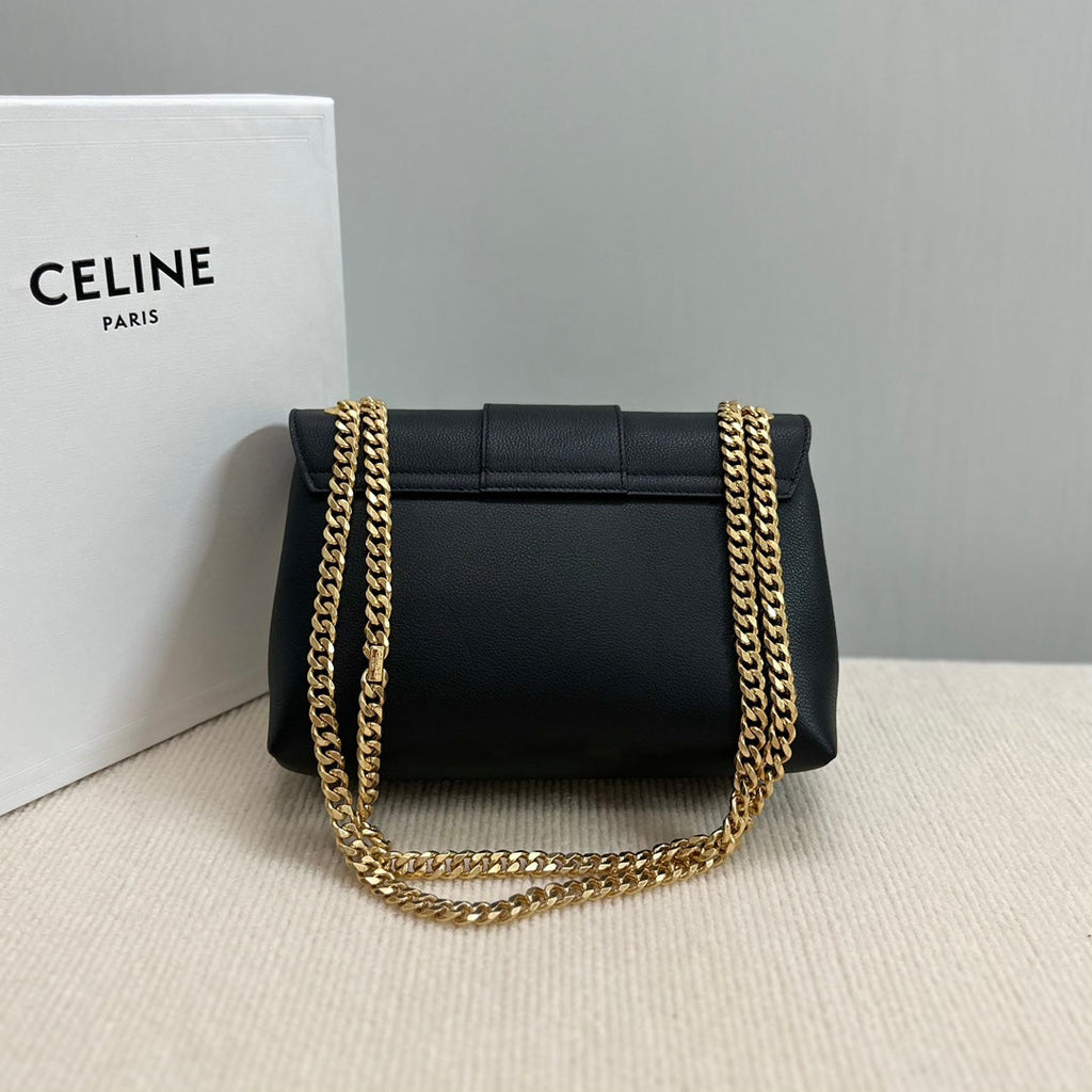 CELINE MEDIUM VICTOIRE BAG 25 IN BLACK SUPPLE CALFSKIN GOLD HARDWARE