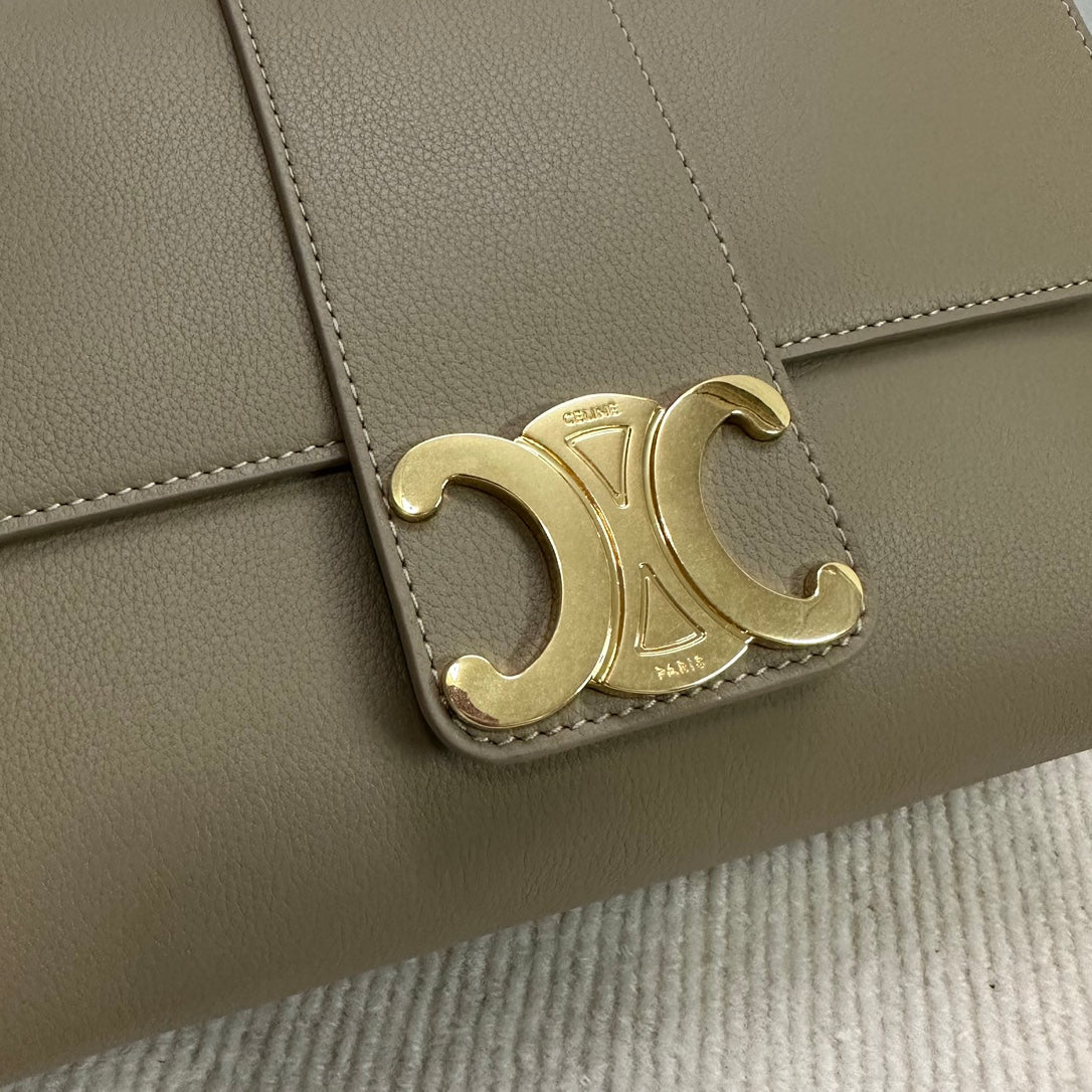 CELINE MEDIUM VICTOIRE BAG 25 IN SHADOW BROWN SUPPLE CALFSKIN GOLD HARDWARE