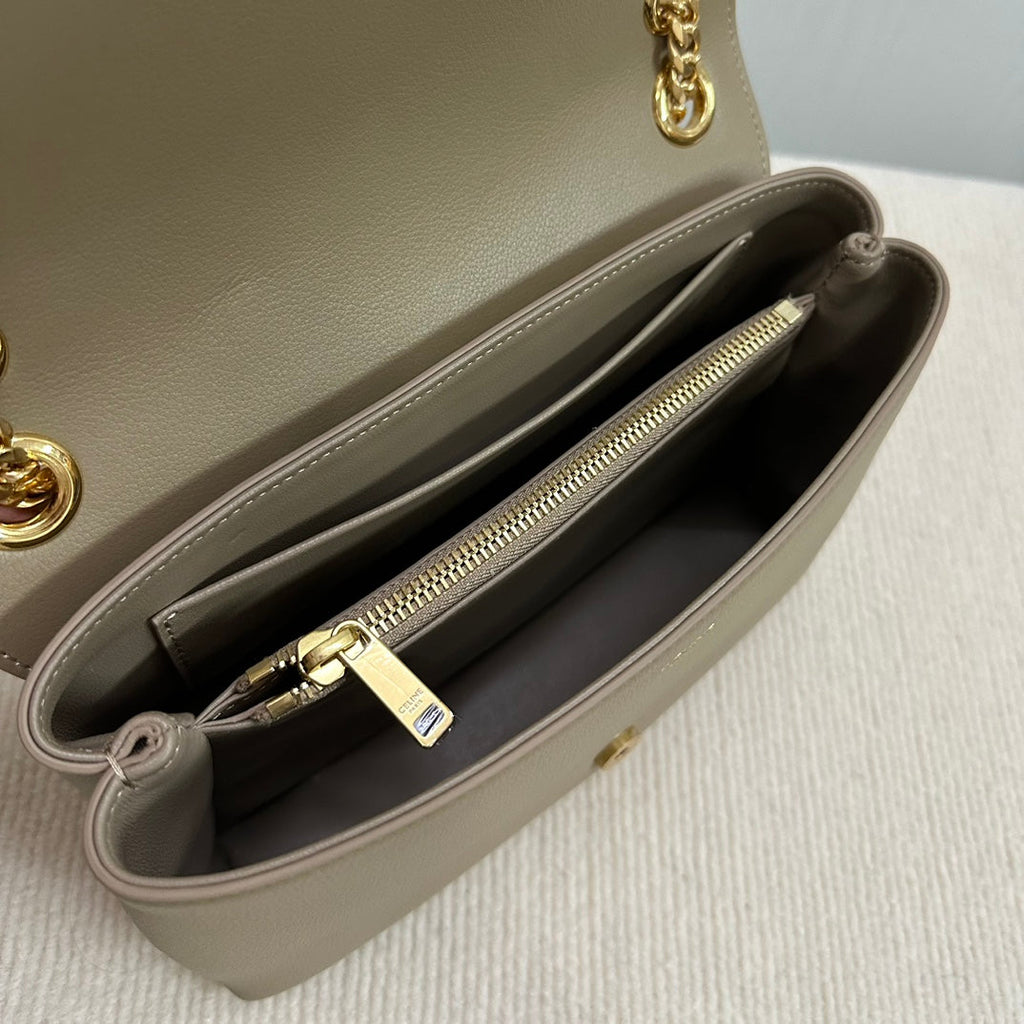 CELINE MEDIUM VICTOIRE BAG 25 IN SHADOW BROWN SUPPLE CALFSKIN GOLD HARDWARE
