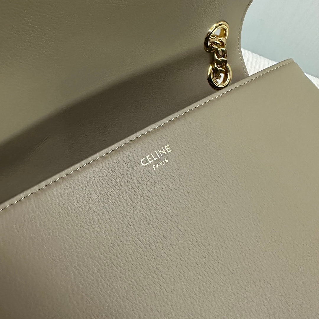 CELINE MEDIUM VICTOIRE BAG 25 IN SHADOW BROWN SUPPLE CALFSKIN GOLD HARDWARE