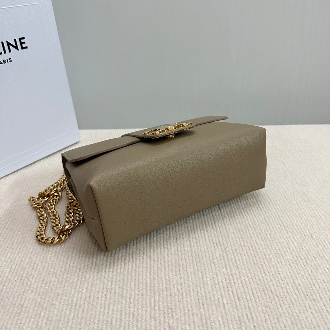 CELINE MEDIUM VICTOIRE BAG 25 IN SHADOW BROWN SUPPLE CALFSKIN GOLD HARDWARE