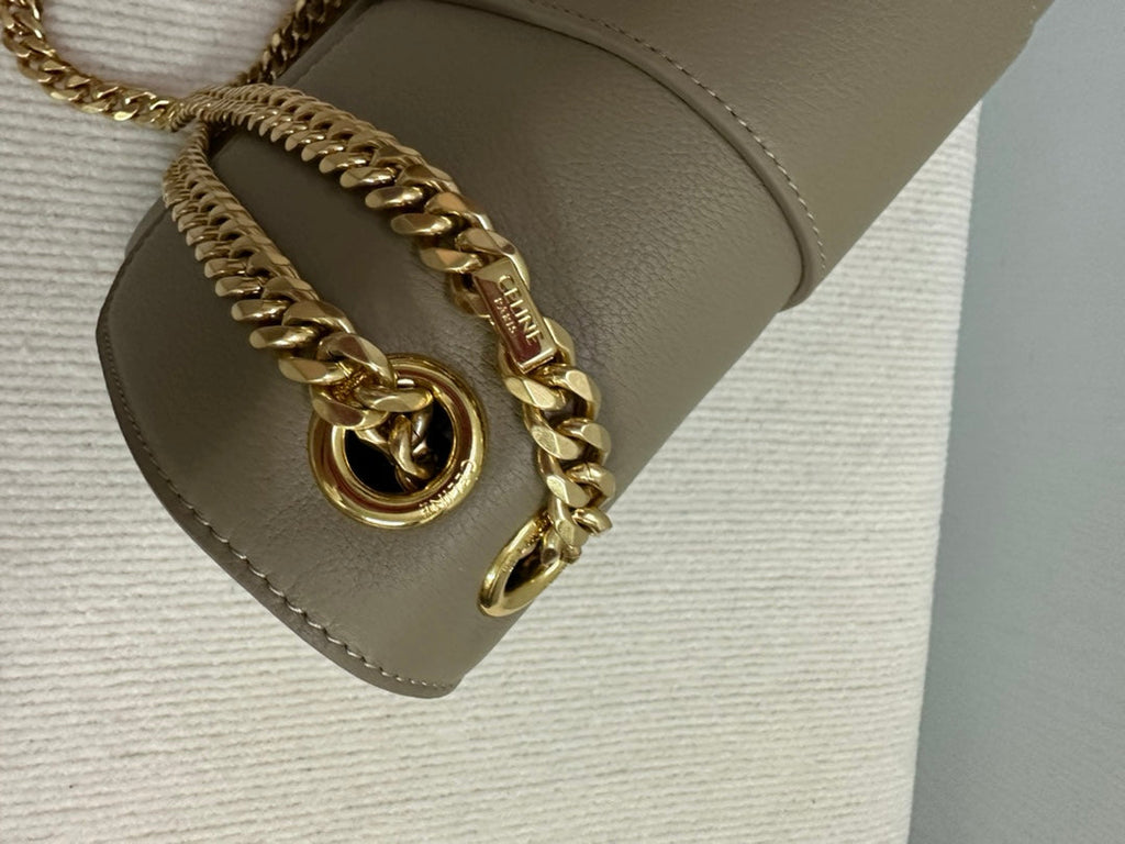 CELINE MEDIUM VICTOIRE BAG 25 IN SHADOW BROWN SUPPLE CALFSKIN GOLD HARDWARE