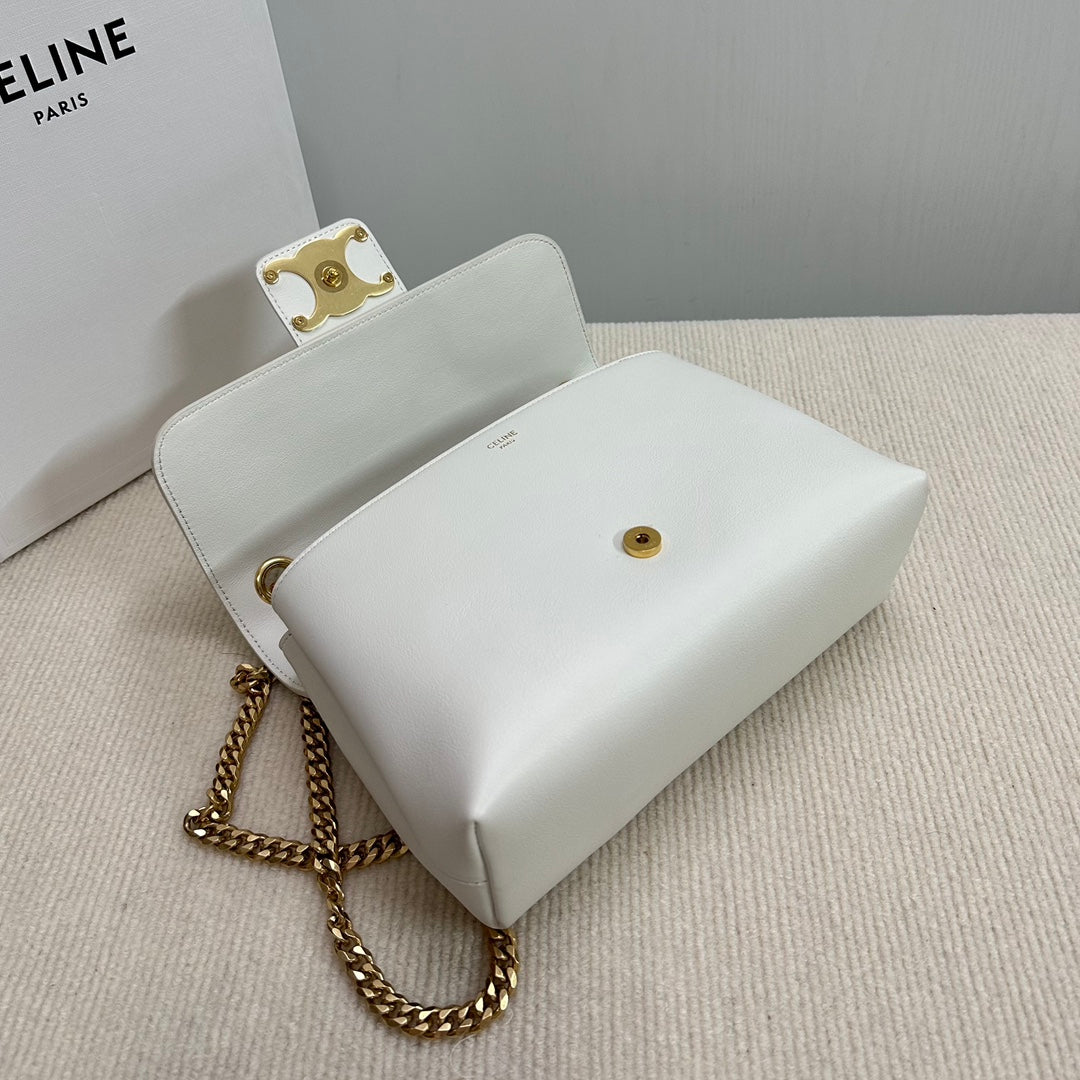 CELINE MEDIUM VICTOIRE BAG 25 IN WHITE SUPPLE CALFSKIN GOLD HARDWARE