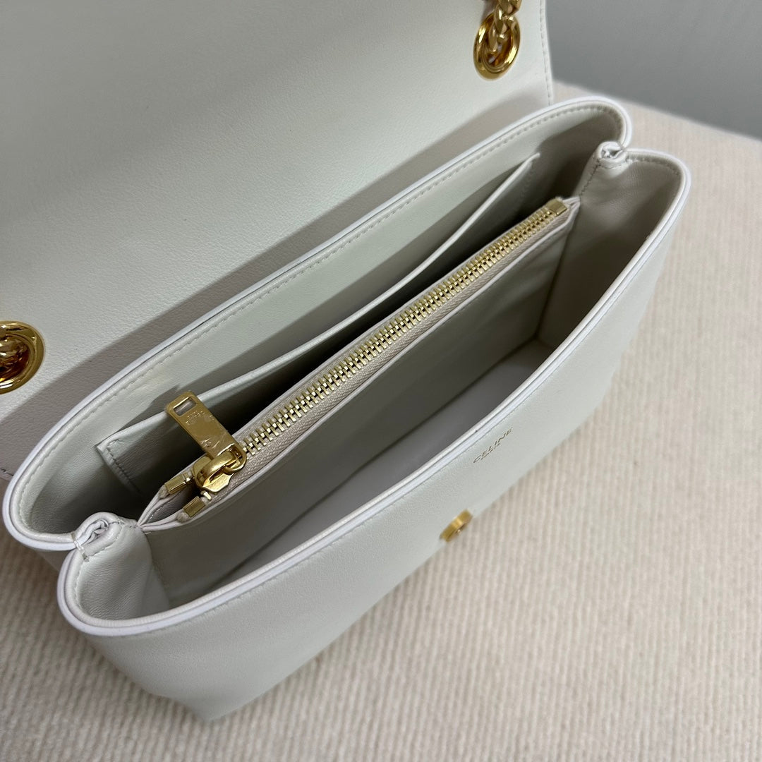 CELINE MEDIUM VICTOIRE BAG 25 IN WHITE SUPPLE CALFSKIN GOLD HARDWARE