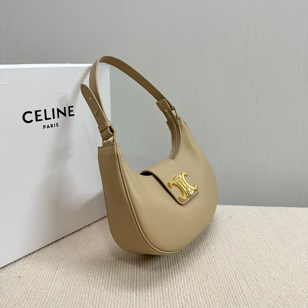 CELINE MEDIUM AVA BAG 23 IN DOMINO SMOOTH CALFSKIN GOLD LOGO