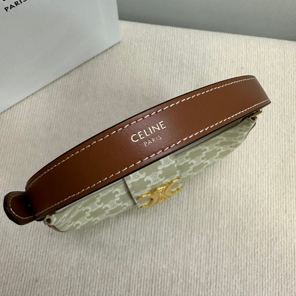 CELINE MEDIUM AVA BAG 23 IN BEIGE TRIOMPHE CANVAS GOLD LOGO