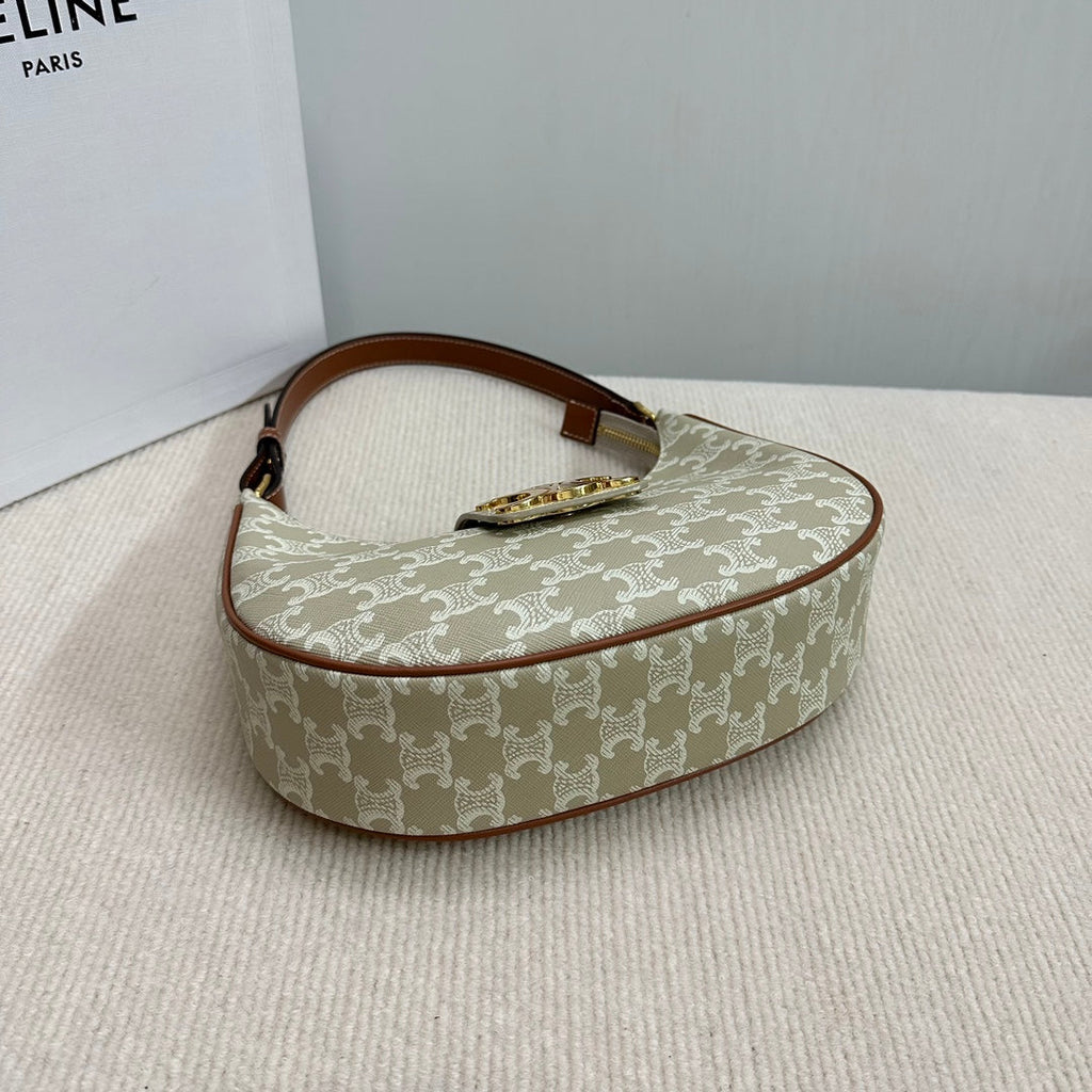 CELINE MEDIUM AVA BAG 23 IN BEIGE TRIOMPHE CANVAS GOLD LOGO