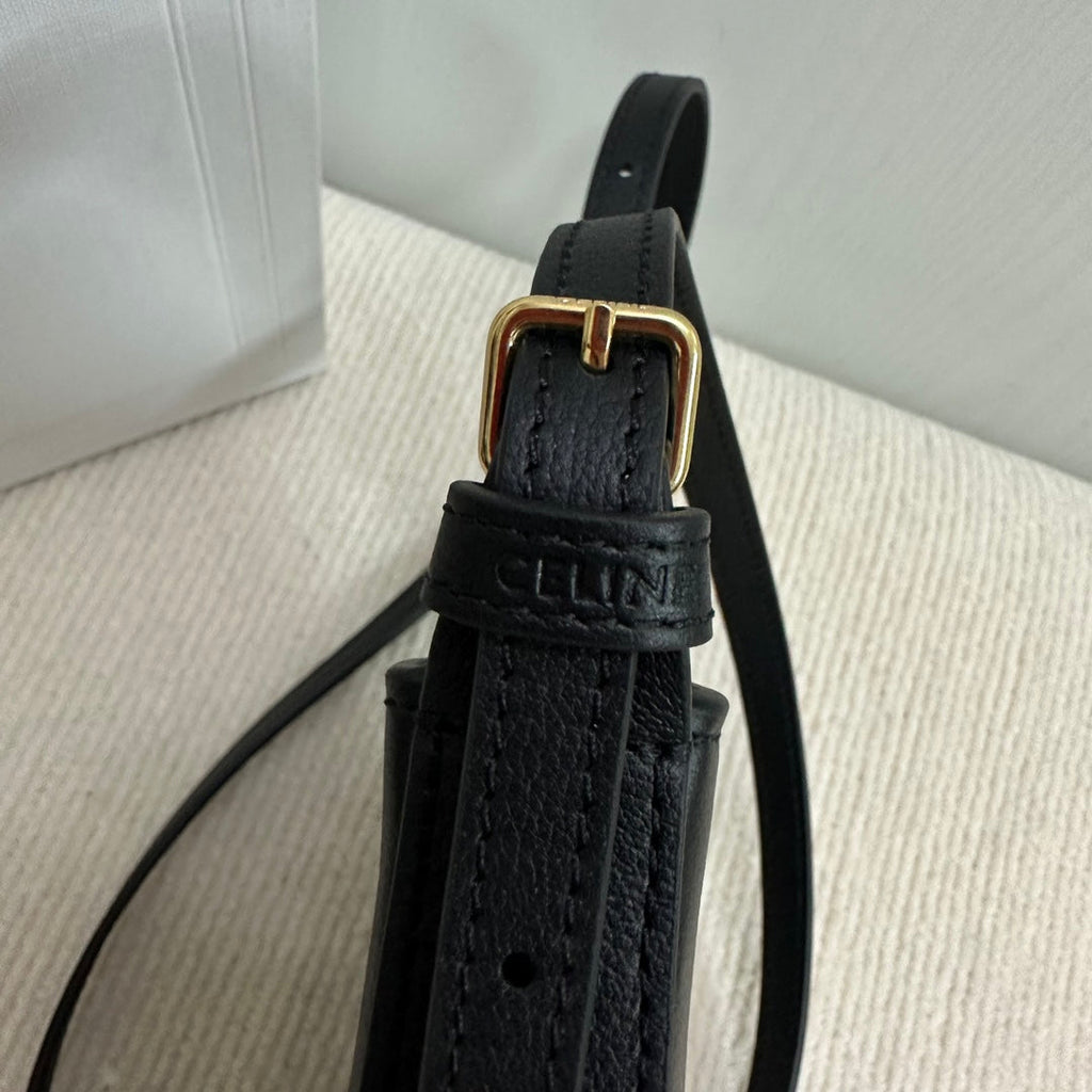 CELINE PHONE POUCH HELOISE 19 IN BLACK SUPPLE CALFSKIN