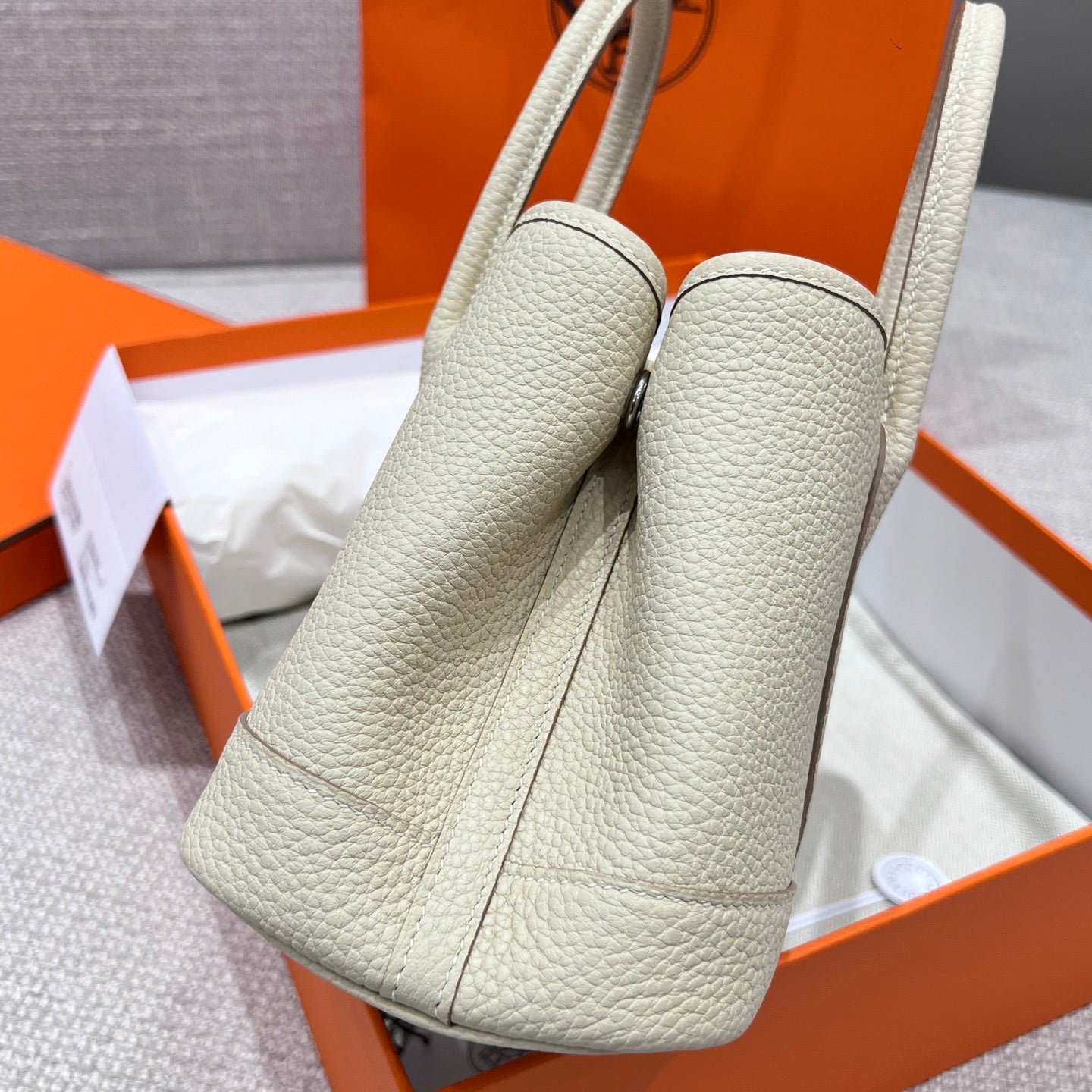 HERMES GARDEN PARTY 23CM IN OFF WHITE CALFSKIN