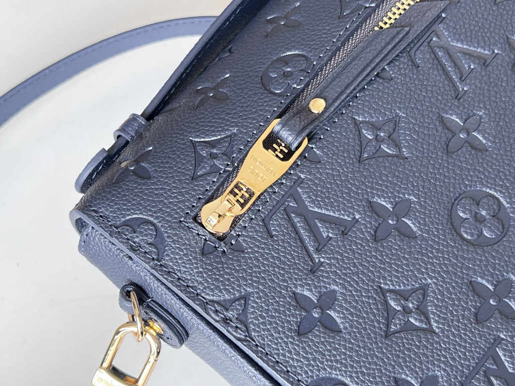LOUIS VUITTON LV 25S POCHETTE METIS 25 IN DARK BLUE MONOGRAM COATED CANVAS GOLD HARDWARE