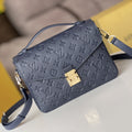 LOUIS VUITTON LV 25S POCHETTE METIS 25 IN DARK BLUE MONOGRAM COATED CANVAS GOLD HARDWARE
