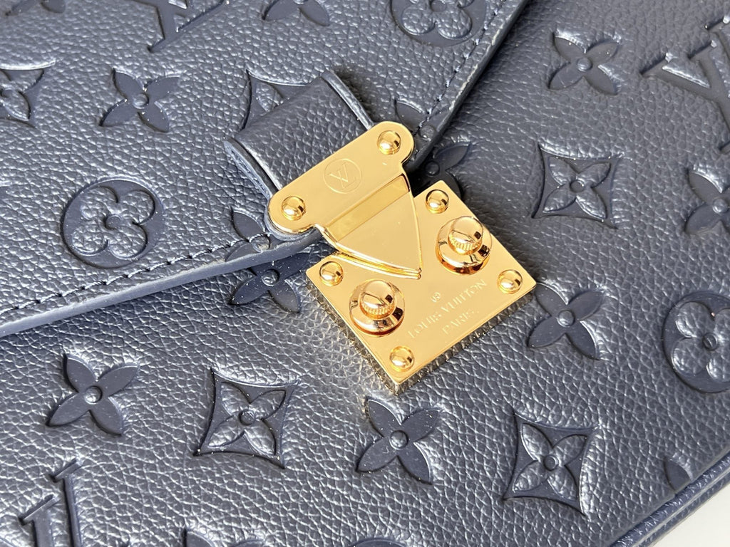 LOUIS VUITTON LV 25S POCHETTE METIS 25 IN DARK BLUE MONOGRAM COATED CANVAS GOLD HARDWARE