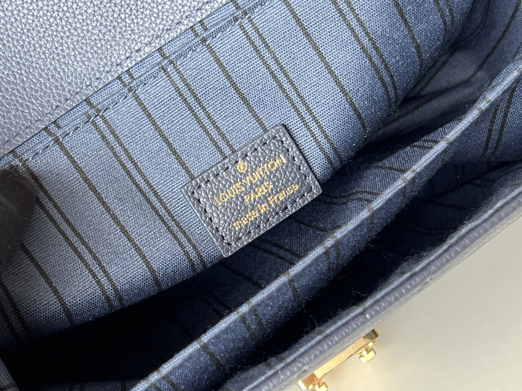 LOUIS VUITTON LV 25S POCHETTE METIS 25 IN DARK BLUE MONOGRAM COATED CANVAS GOLD HARDWARE