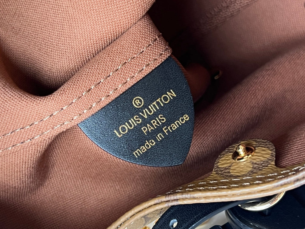LOUIS VUITTON LV 25S ATLANTIS BB 17 IN CARAMEL BEIGE MONOGRAM COATED CANVAS LEATHER TRIM BLACK