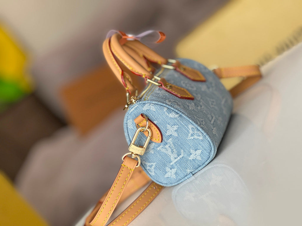 LOUIS VUITTON NANO SPEEDY 16 IN LIGHT BLUE MONOGRAM DENIM