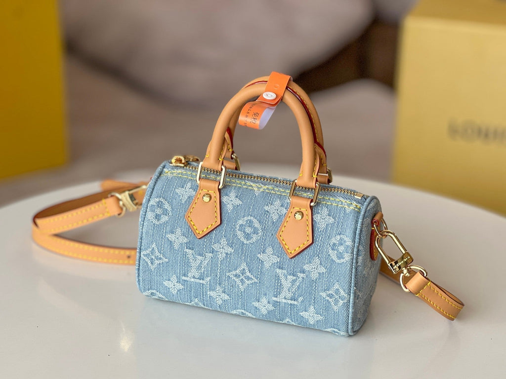 LOUIS VUITTON NANO SPEEDY 16 IN LIGHT BLUE MONOGRAM DENIM