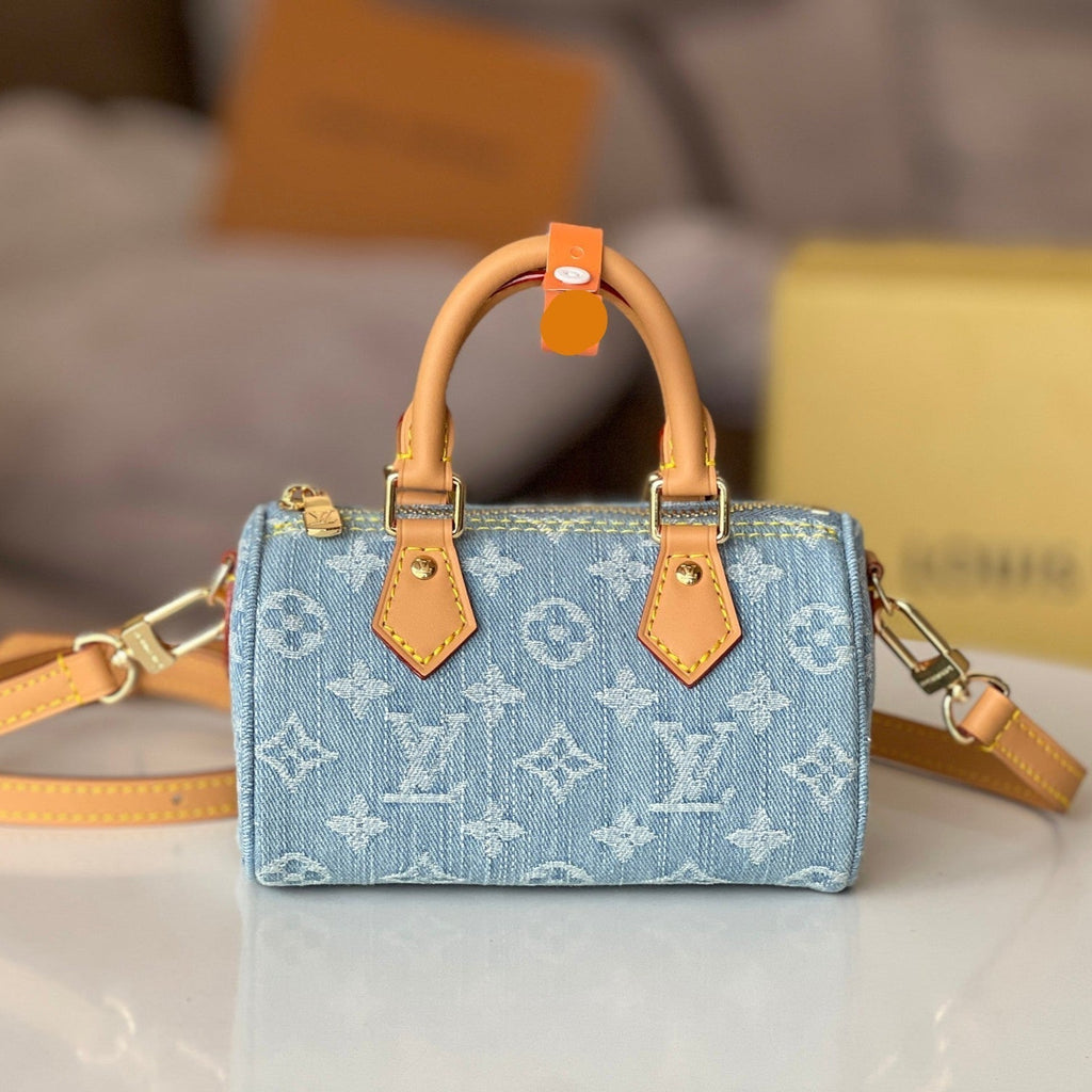 LOUIS VUITTON NANO SPEEDY 16 IN LIGHT BLUE MONOGRAM DENIM