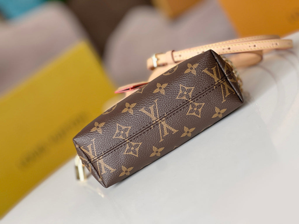 LOUIS VUITTON LV 25S LOCKIT BB 19 IN BROWN MONOGRAM COATED CANVAS GOLD HARDWARE