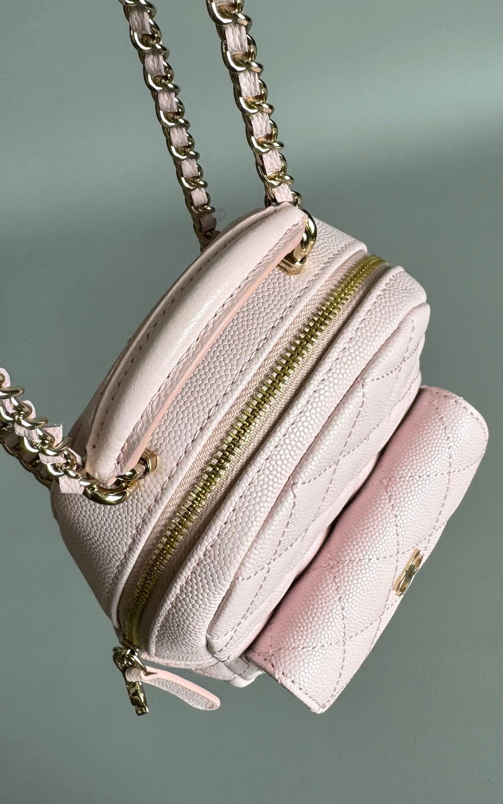 CHANEL MINI 18 BACKPACK PINK CAVIAR LIGHT GOLD HARDWARE