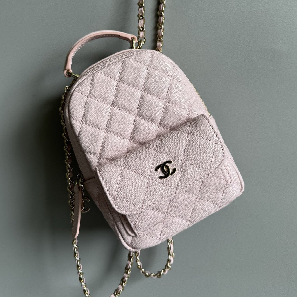 CHANEL MINI 18 BACKPACK PINK CAVIAR LIGHT GOLD HARDWARE