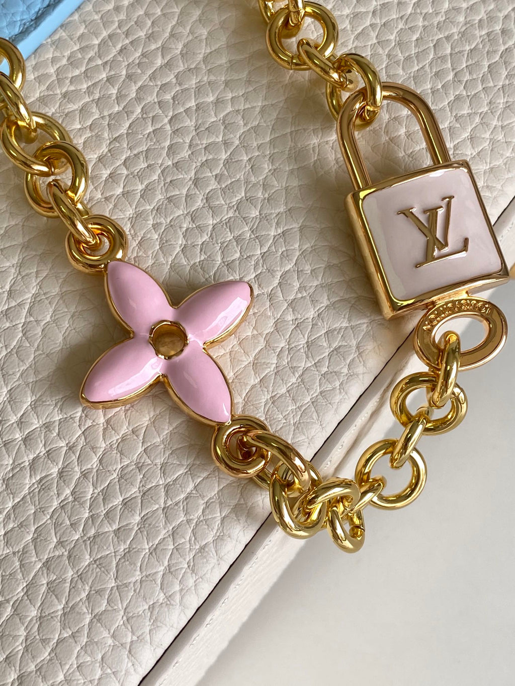 LOUIS VUITTON CAPUCINES NANO 16 IN PEARL WHITE MIX SKY BLUE TAURILLON GOLD HARDWARE