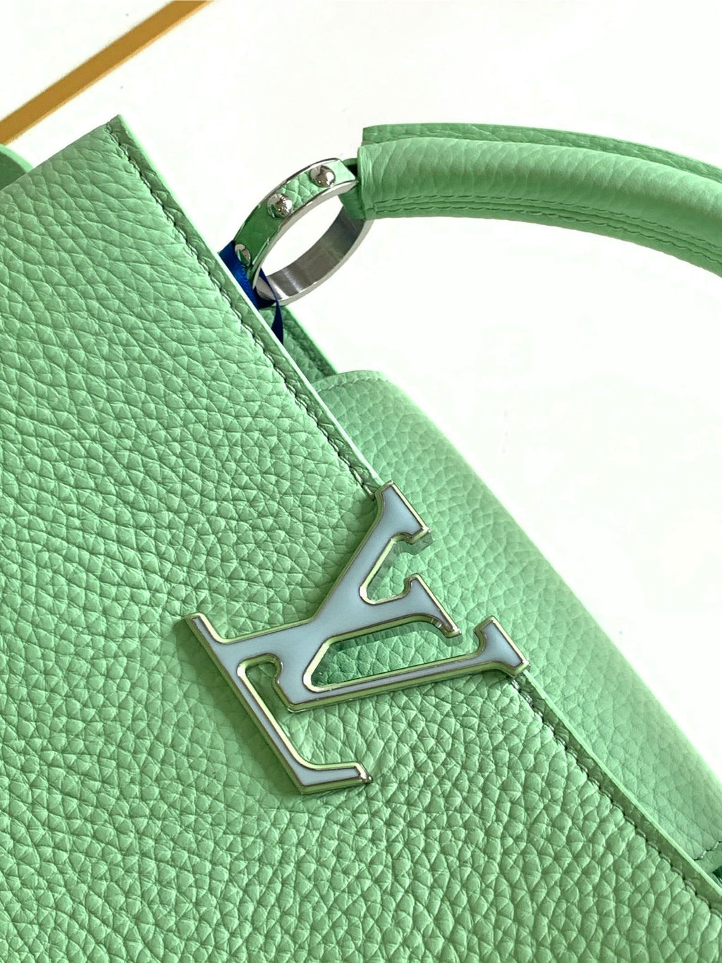 LOUIS VUITTON CAPUCINES BB 27 IN LIGHT GREEN TAURILLON SILVER HARDWARE