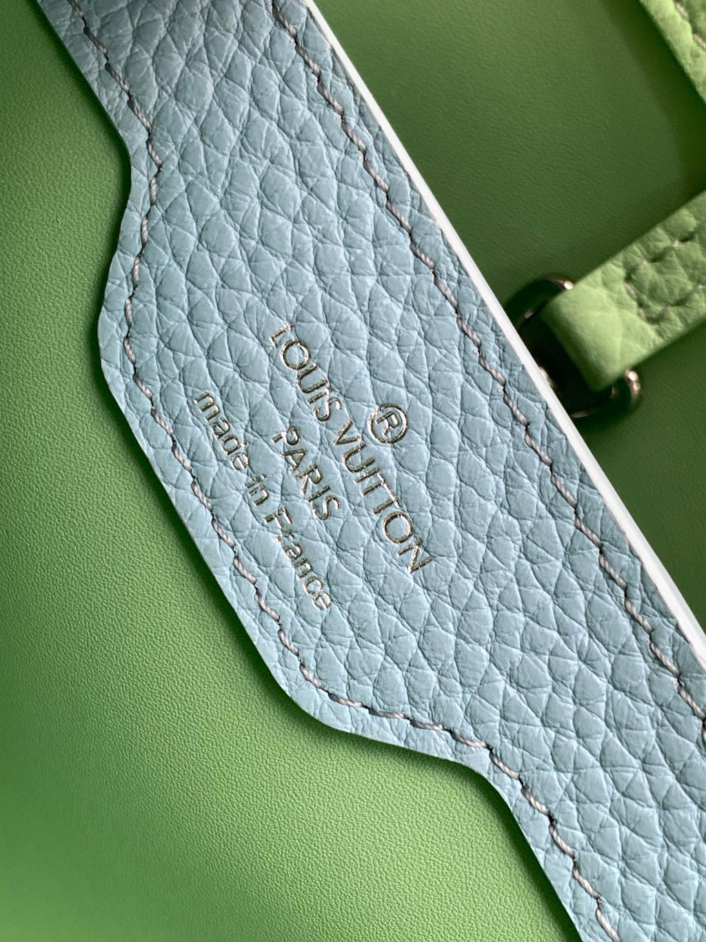 LOUIS VUITTON CAPUCINES BB 27 IN LIGHT GREEN TAURILLON SILVER HARDWARE