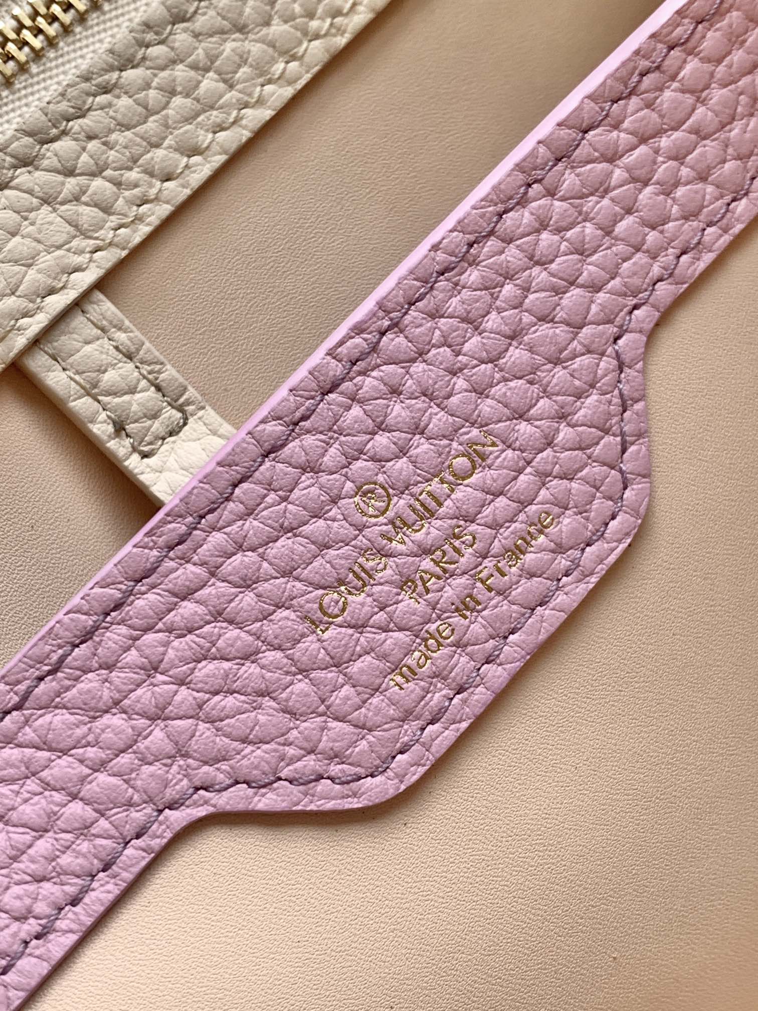 LOUIS VUITTON CAPUCINES BB 27 IN PEARL WHITE TAURILLON GOLD HARDWARE